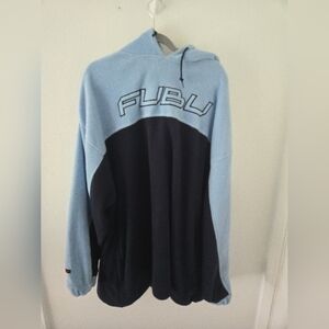 Vintage Y2K FUBU Platinum Mens size XXL Spell Out Logo Blue Fleece Hoodie